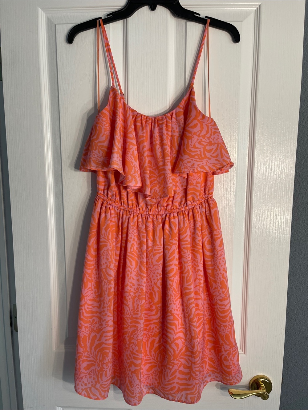 Lilly Pulitzer Pink and Orange Ruffle Midi Dress